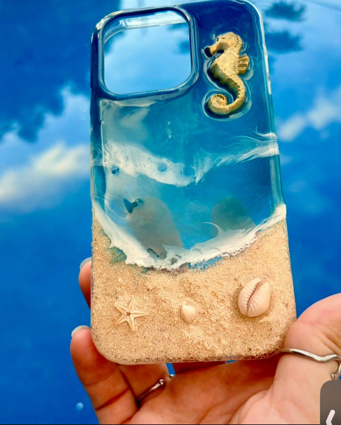 Coque téléphone résine effet océan, Mermaid's Candles, Tahiti